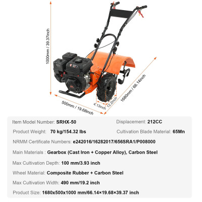 motoculteur thermique vevor srhx-50 jardin particulier