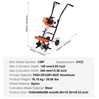 motoculteur thermique vevor jardin particulier compact