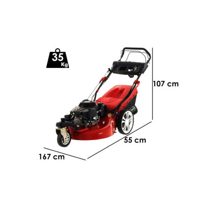 Détail roue avant pivotante tondeuse thermique GeoTech Pro pour une maniabilité