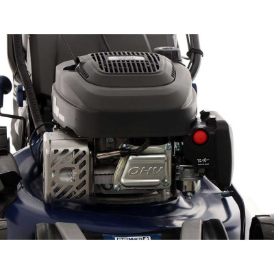 Détail du lanceur et batterie démarrage électrique tondeuse BullMach ACHILLE 51 E