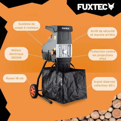 Sac de ramassage 60L pour déchets de jardin broyeur Fuxtec