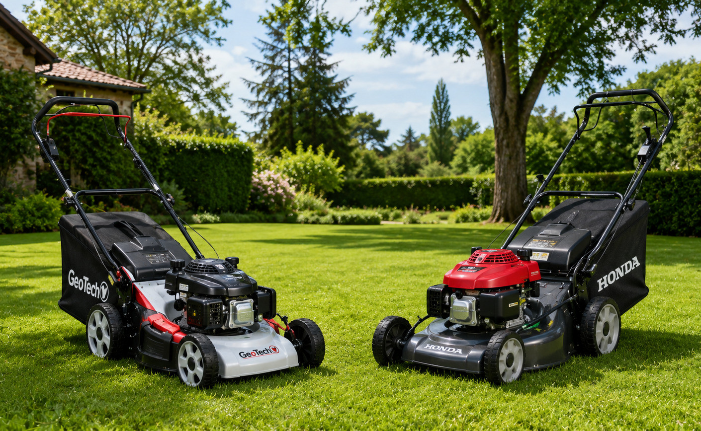 Comparatif GeoTech vs Honda - Quelle tondeuse pour votre gazon?